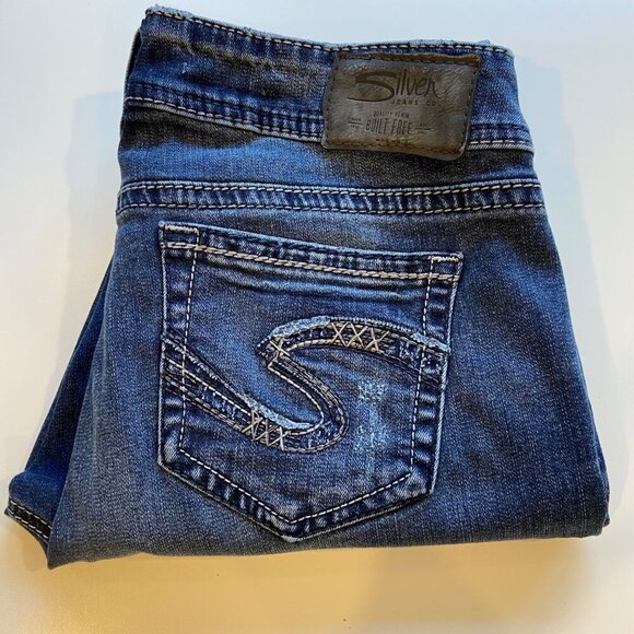 Silver Jeans Co. Elyse Straight leg low-mid rise size 29 stretchy blue cotton - Picture 4 of 10